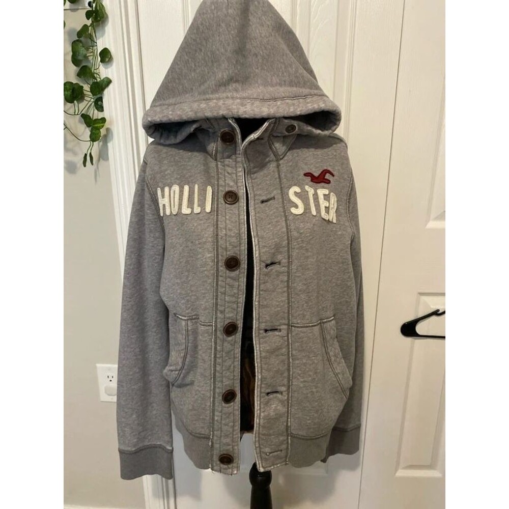Y2k Hollister gray hoodie sweater size L fit oversize for womens